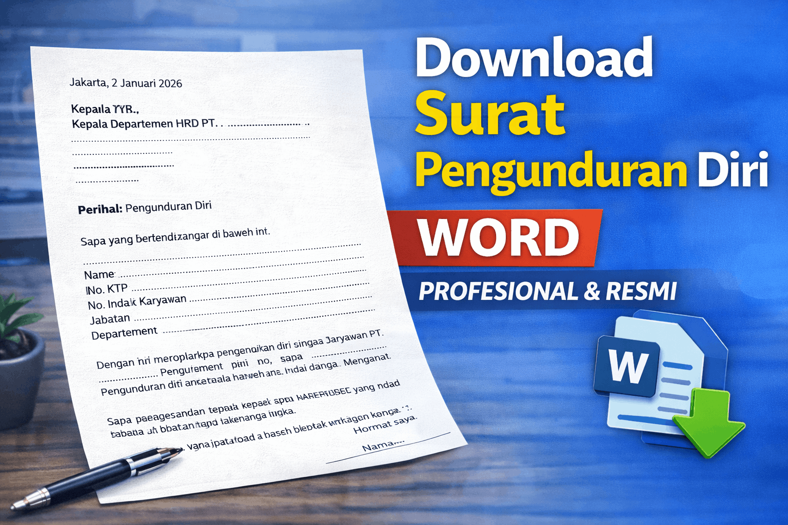 surat pengunduran diri word resmi contoh surat resign kerja profesional