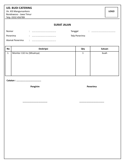 Download Contoh Surat Jalan Word