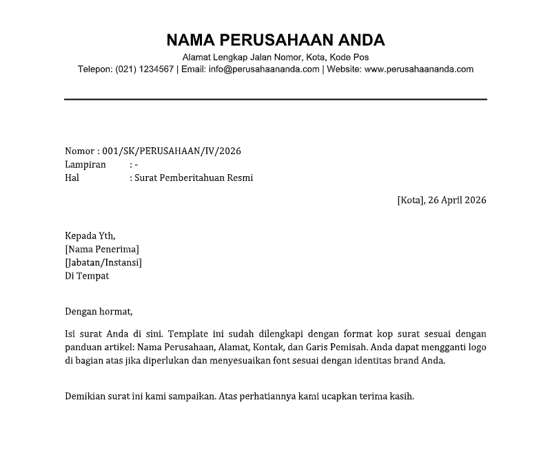 download template kop surat perusahaan gratis
