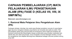 Download CP IPA Fase D SMP Kurikulum Merdeka PDF DOC